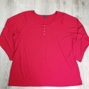 Torrid Classic Fit Ribbed Henley Long Sleeve Tee Red Plus Size Women’s Size 6
